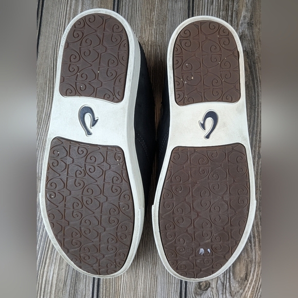 OluKai Pehuea Heu Size 8 Black Leather Sheep Fur Inner Lining - Picture 7 of 10